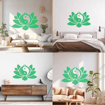 Wall Vinyl Sticker Decor Lotus Flower Yin Yang Symbol Buddhism Yoga Can Modify And Add Information