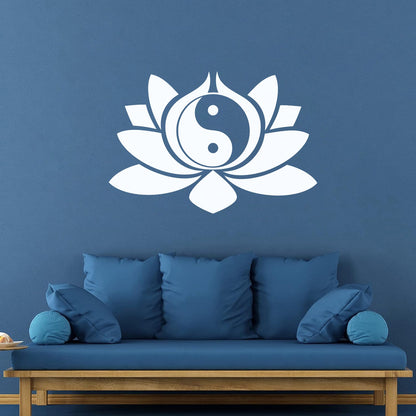Wall Vinyl Sticker Decor Lotus Flower Yin Yang Symbol Buddhism Yoga Can Modify And Add Information