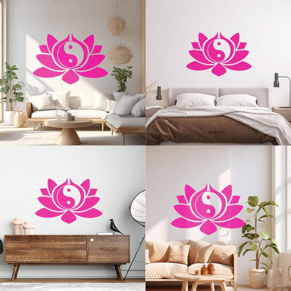 Wall Vinyl Sticker Decor Lotus Flower Yin Yang Symbol Buddhism Yoga Can Modify And Add Information
