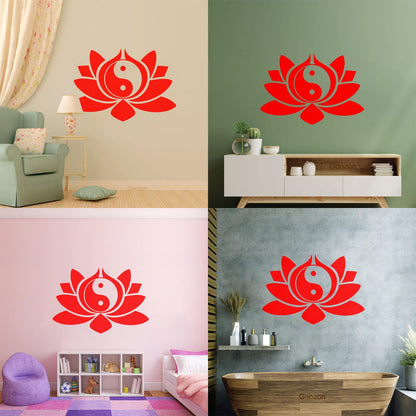 Wall Vinyl Sticker Decor Lotus Flower Yin Yang Symbol Buddhism Yoga Can Modify And Add Information