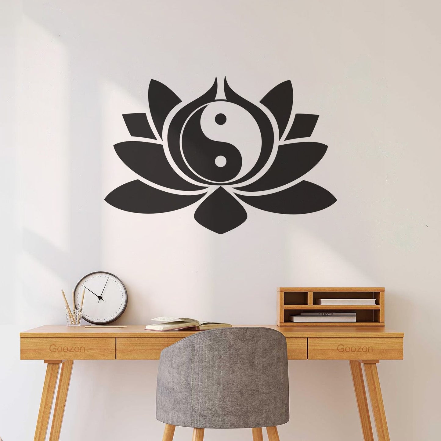 Wall Vinyl Sticker Decor Lotus Flower Yin Yang Symbol Buddhism Yoga Can Modify And Add Information