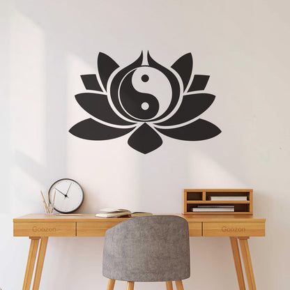 Wall Vinyl Sticker Decor Lotus Flower Yin Yang Symbol Buddhism Yoga Can Modify And Add Information