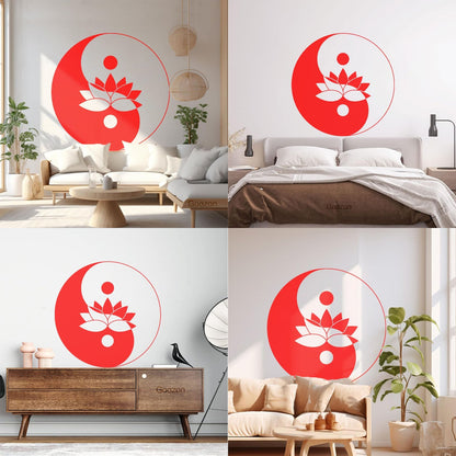 Fine Carving Stickers Lotus Flower Yin Yang Symbol Zen Meditation Art Decoration