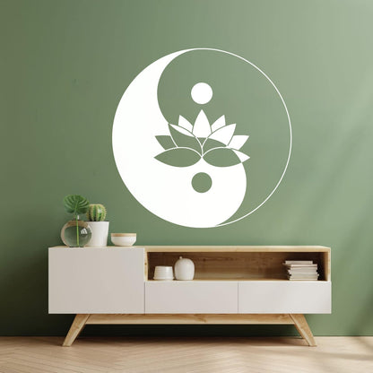 Fine Carving Stickers Lotus Flower Yin Yang Symbol Zen Meditation Art Decoration