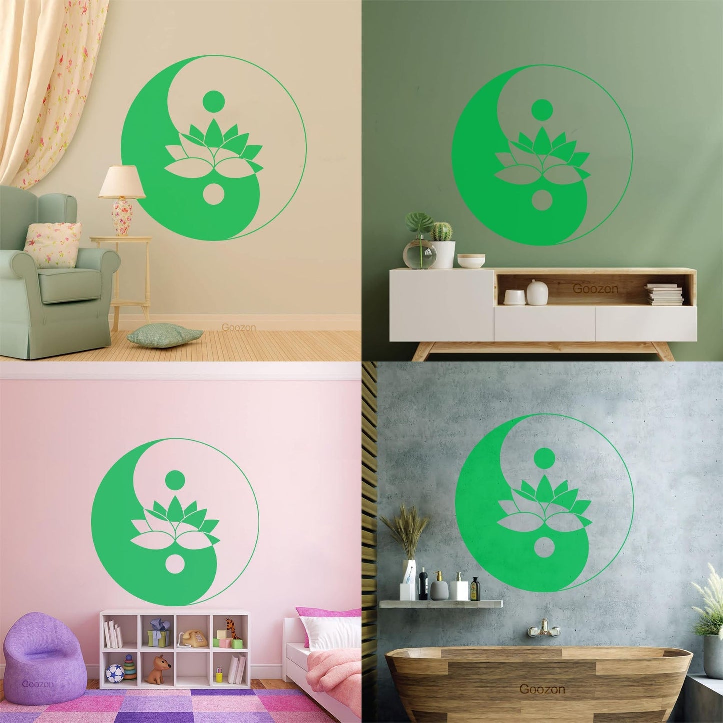 Fine Carving Stickers Lotus Flower Yin Yang Symbol Zen Meditation Art Decoration