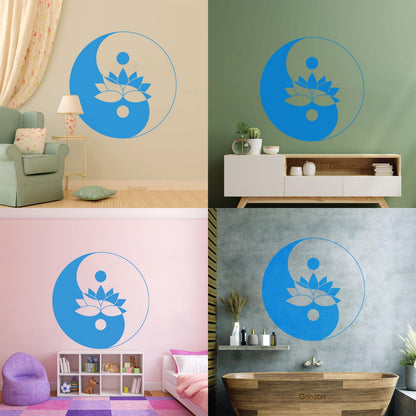 Fine Carving Stickers Lotus Flower Yin Yang Symbol Zen Meditation Art Decoration