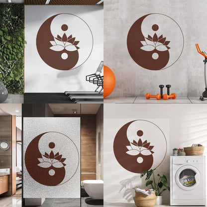 Fine Carving Stickers Lotus Flower Yin Yang Symbol Zen Meditation Art Decoration