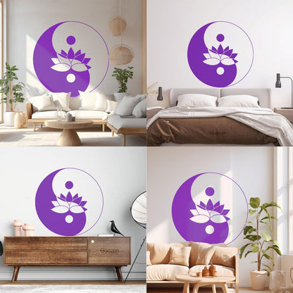 Fine Carving Stickers Lotus Flower Yin Yang Symbol Zen Meditation Art Decoration
