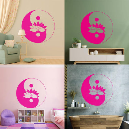 Fine Carving Stickers Lotus Flower Yin Yang Symbol Zen Meditation Art Decoration