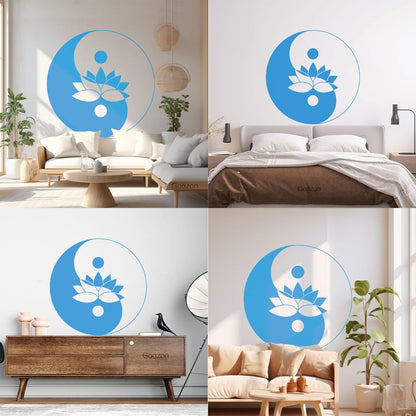 Fine Carving Stickers Lotus Flower Yin Yang Symbol Zen Meditation Art Decoration