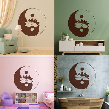 Fine Carving Stickers Lotus Flower Yin Yang Symbol Zen Meditation Art Decoration