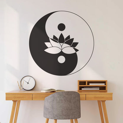 Fine Carving Stickers Lotus Flower Yin Yang Symbol Zen Meditation Art Decoration