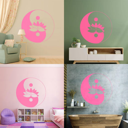 Fine Carving Stickers Lotus Flower Yin Yang Symbol Zen Meditation Art Decoration