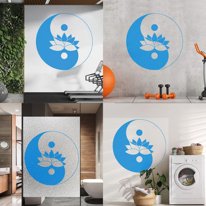 Fine Carving Stickers Lotus Flower Yin Yang Symbol Zen Meditation Art Decoration