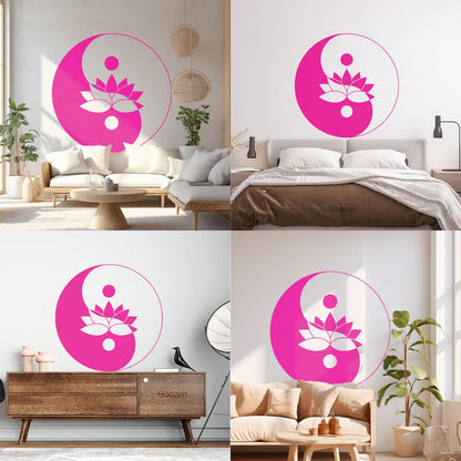 Fine Carving Stickers Lotus Flower Yin Yang Symbol Zen Meditation Art Decoration