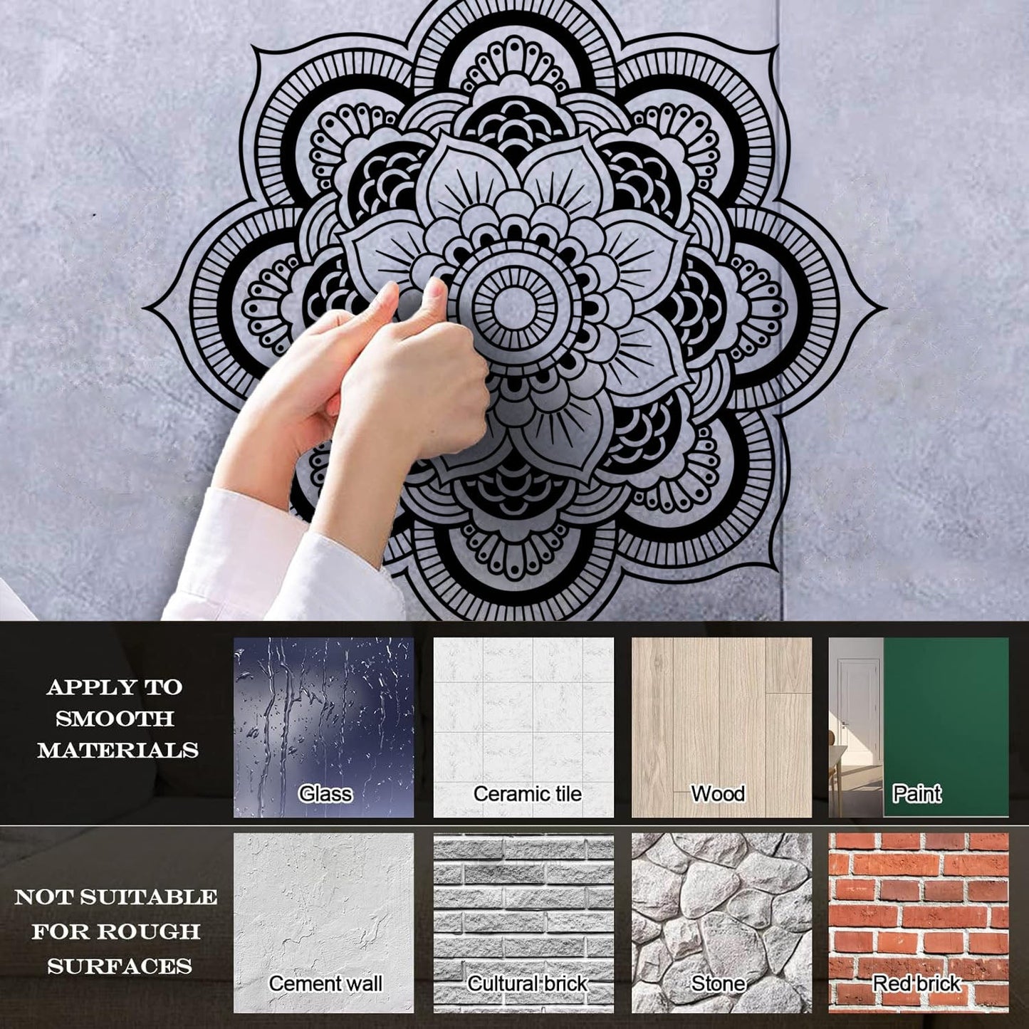 Fine Carving Decals Lotus Flower Mandala D¨¦cor Pattern Waterproof