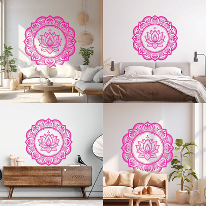 Lettering Stickers Mandala Circle Flower Ornament Pattern Lotus Wall Beautification