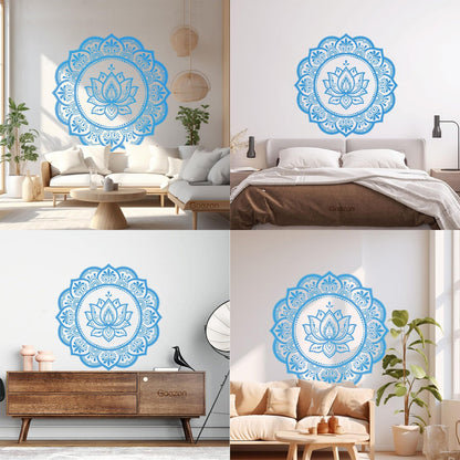 Lettering Stickers Mandala Circle Flower Ornament Pattern Lotus Wall Beautification