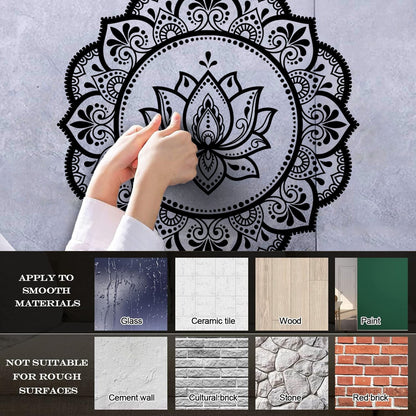 Lettering Stickers Mandala Circle Flower Ornament Pattern Lotus Wall Beautification