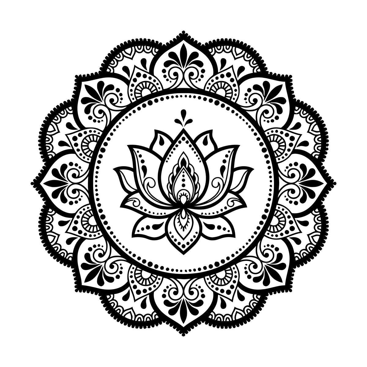 Lettering Stickers Mandala Circle Flower Ornament Pattern Lotus Wall Beautification