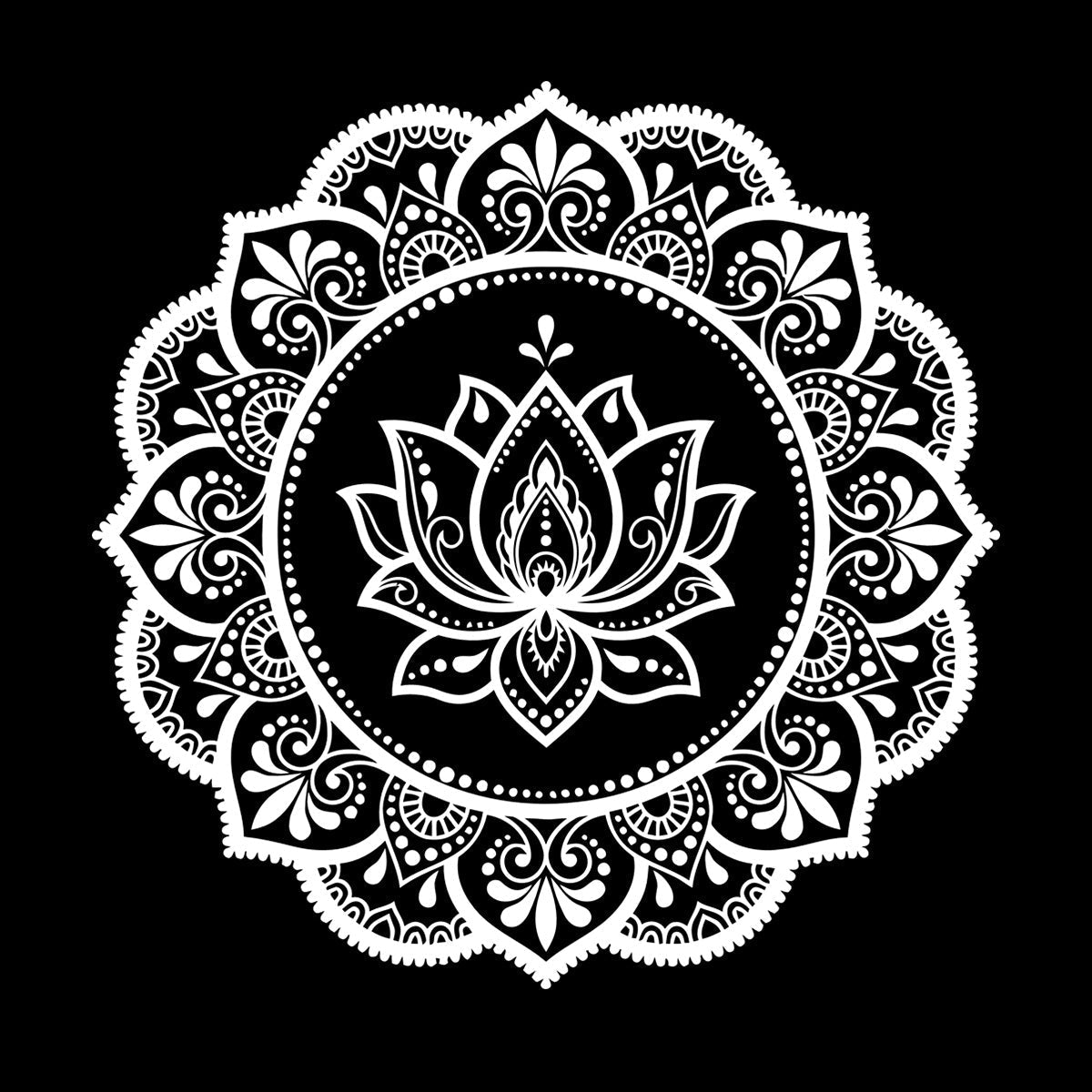 Lettering Stickers Mandala Circle Flower Ornament Pattern Lotus Wall Beautification