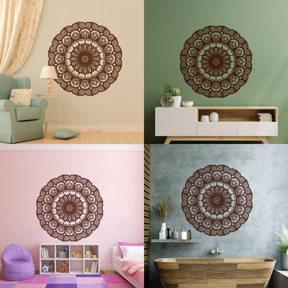 Wall Decals Paster Paper Mandala Circle Flowers Beautiful Floral Ornament Car Body Decoration
