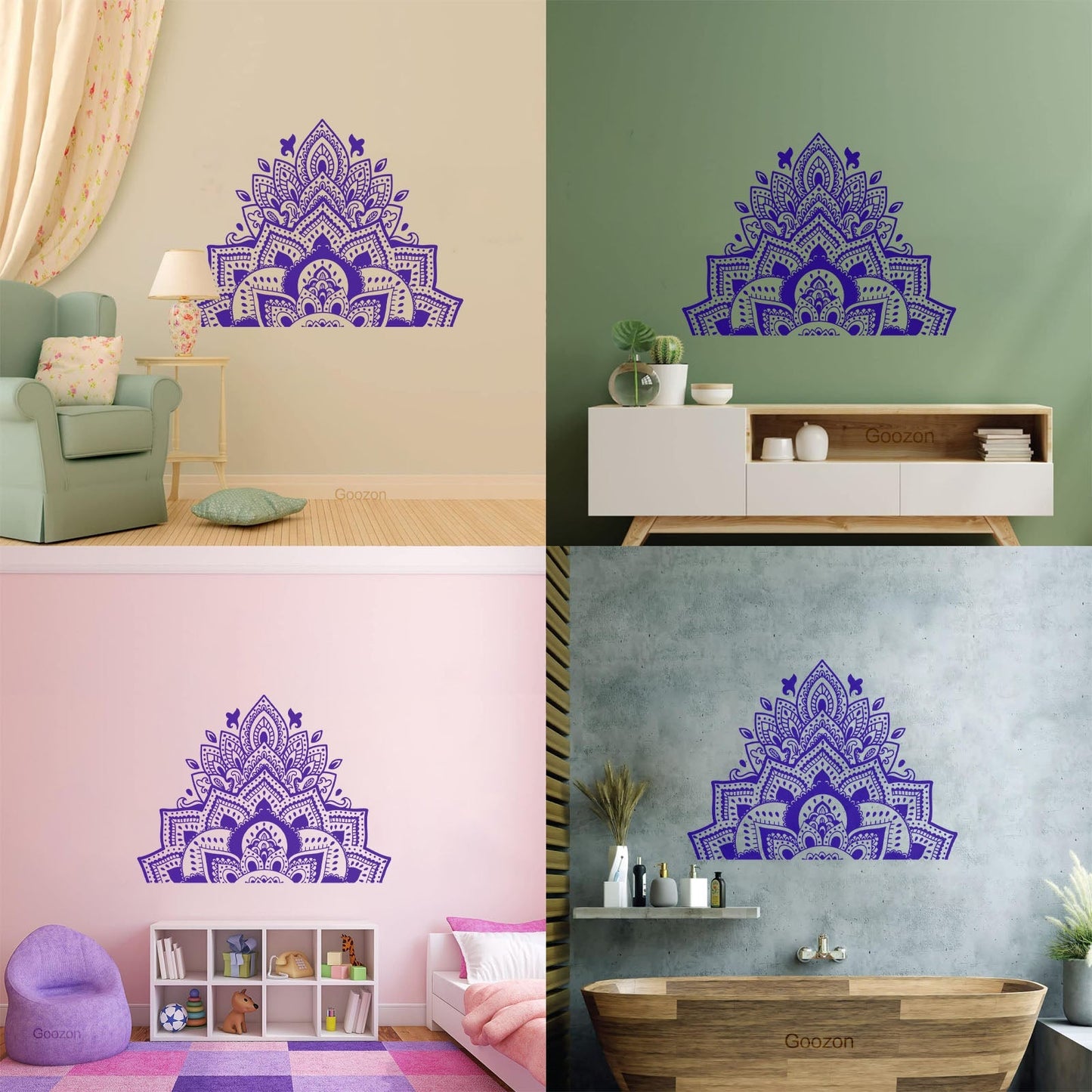 Wall Decals Mandala Flower Ornament Natural Meditation Glass Stickers