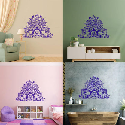 Wall Decals Mandala Flower Ornament Natural Meditation Glass Stickers