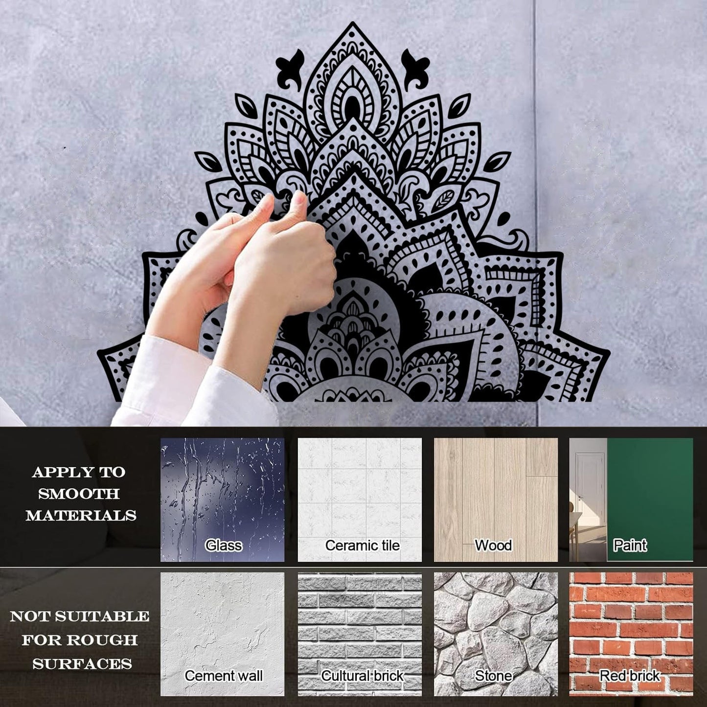 Wall Decals Mandala Flower Ornament Natural Meditation Glass Stickers