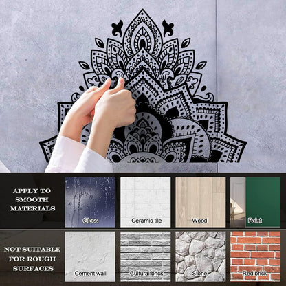 Wall Decals Mandala Flower Ornament Natural Meditation Glass Stickers