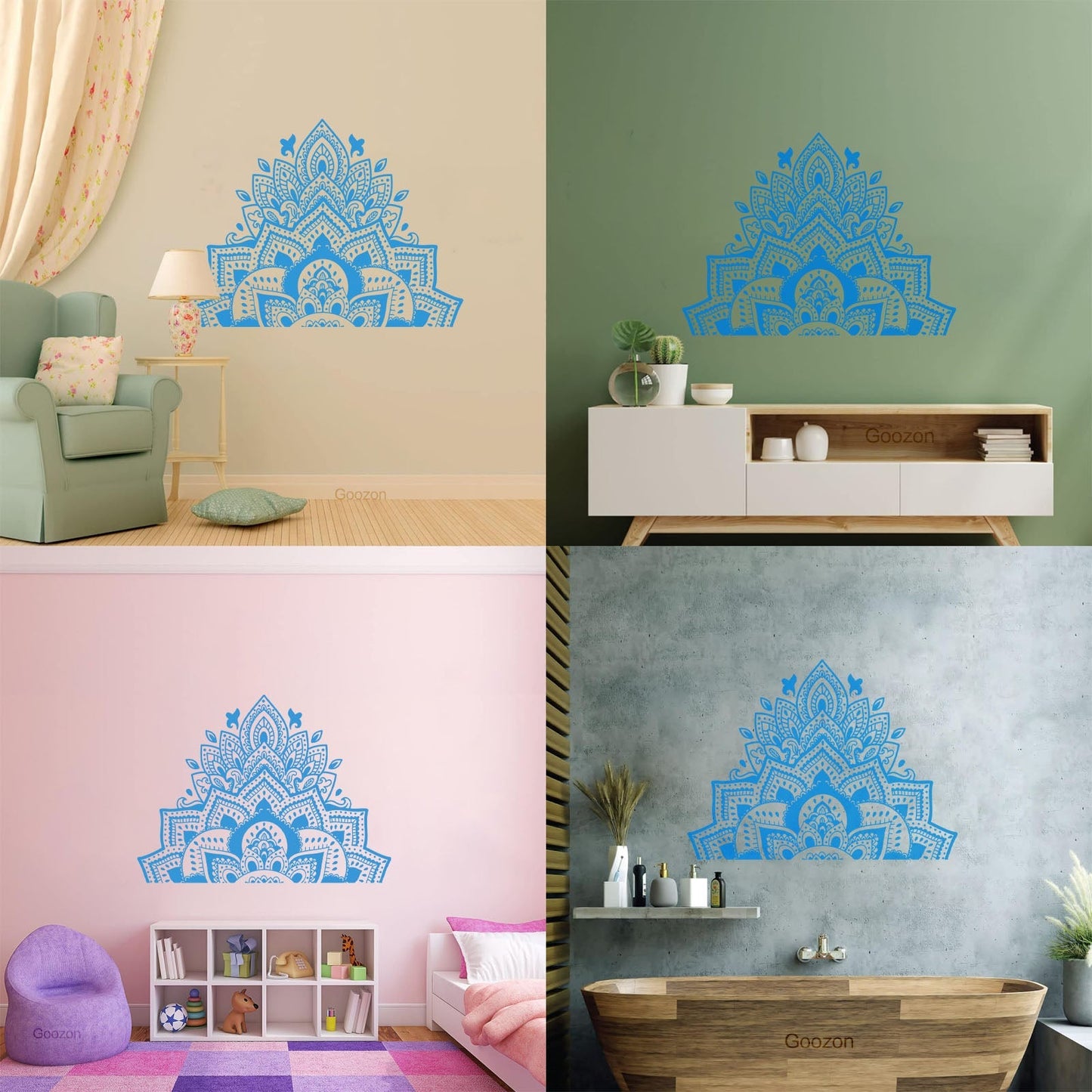 Wall Decals Mandala Flower Ornament Natural Meditation Glass Stickers