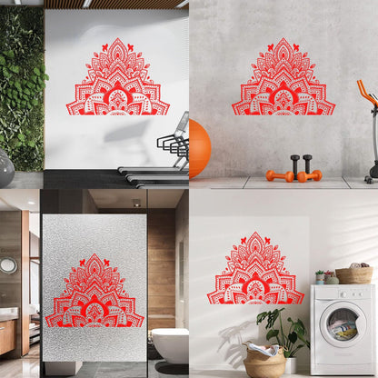 Wall Decals Mandala Flower Ornament Natural Meditation Glass Stickers