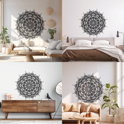 Vinyl Wall Decals Mandala Flower Ornament Natural Meditation Circle Store Decoration