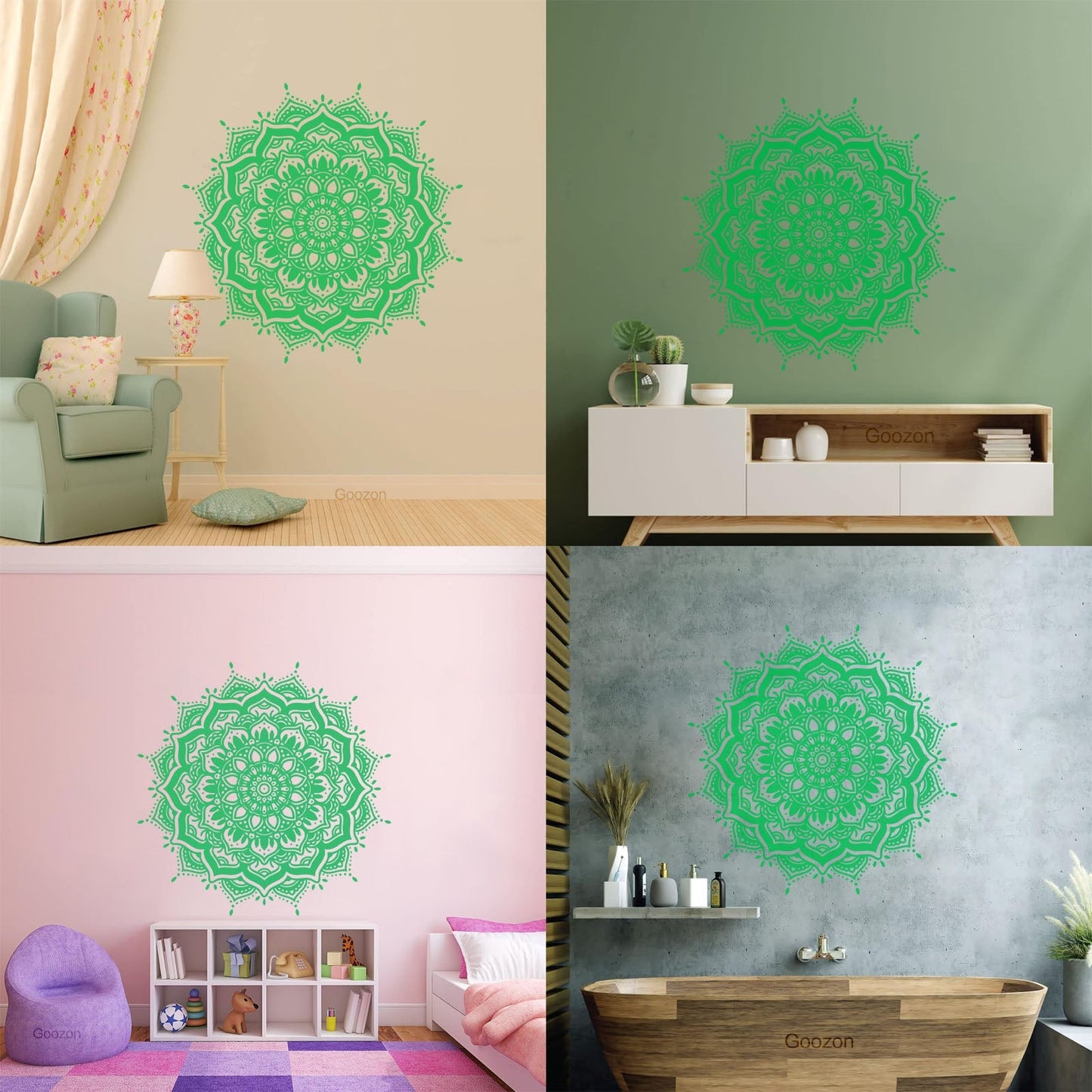 Vinyl Wall Decals Mandala Flower Ornament Natural Meditation Circle Store Decoration