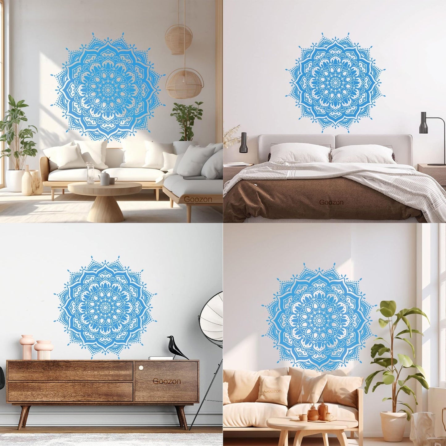 Vinyl Wall Decals Mandala Flower Ornament Natural Meditation Circle Store Decoration