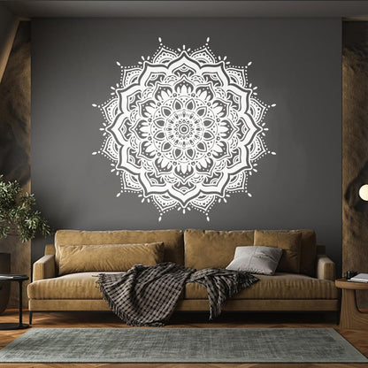 Vinyl Wall Decals Mandala Flower Ornament Natural Meditation Circle Store Decoration