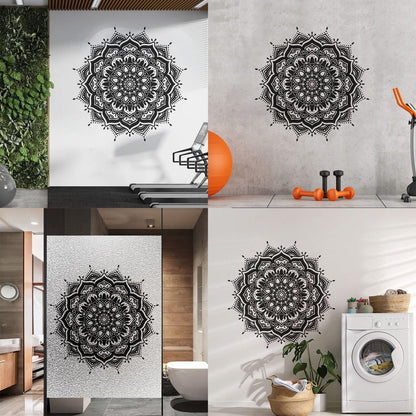 Vinyl Wall Decals Mandala Flower Ornament Natural Meditation Circle Store Decoration