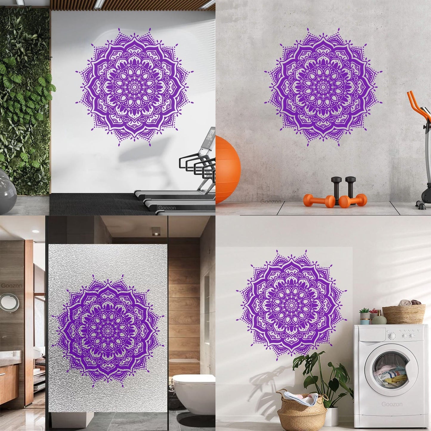 Vinyl Wall Decals Mandala Flower Ornament Natural Meditation Circle Store Decoration