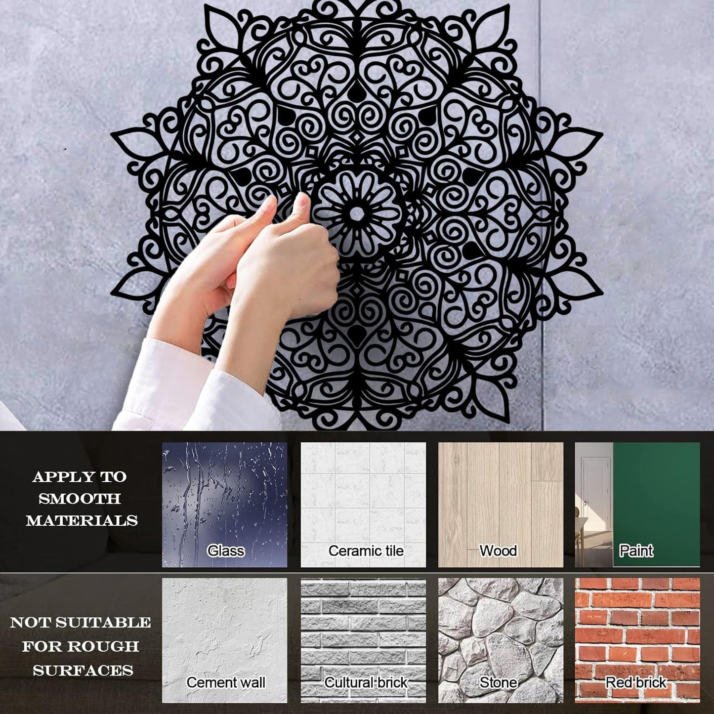 Fine Carving Stickers Mandala Hinduism Lotus Flower Symbol Multi Color Selection