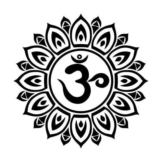 Vinyl Art Sticker Mandala Om Sanskrit Symbol Of Universe Lotus Flower Art Mural Painting