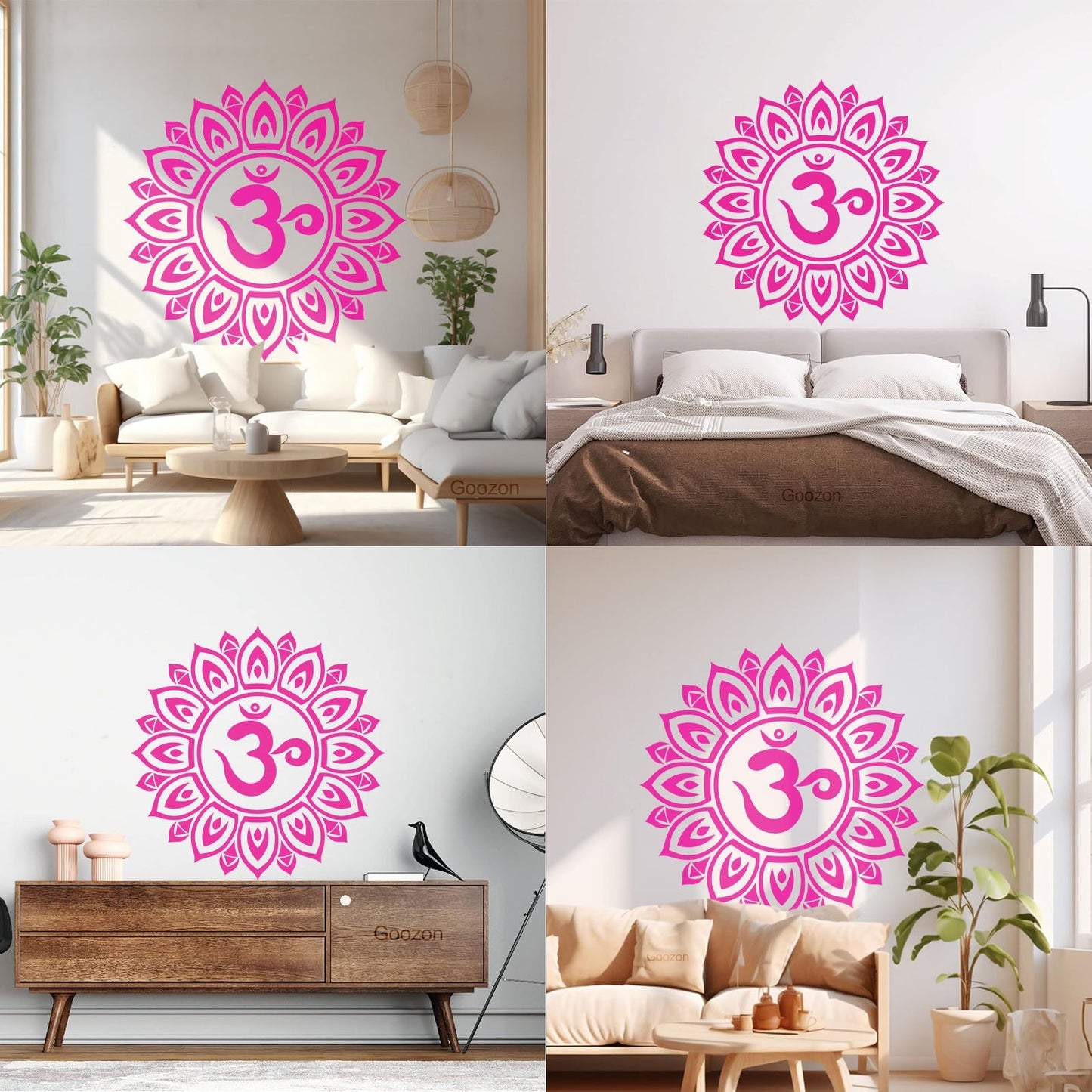 Vinyl Art Sticker Mandala Om Sanskrit Symbol Of Universe Lotus Flower Art Mural Painting