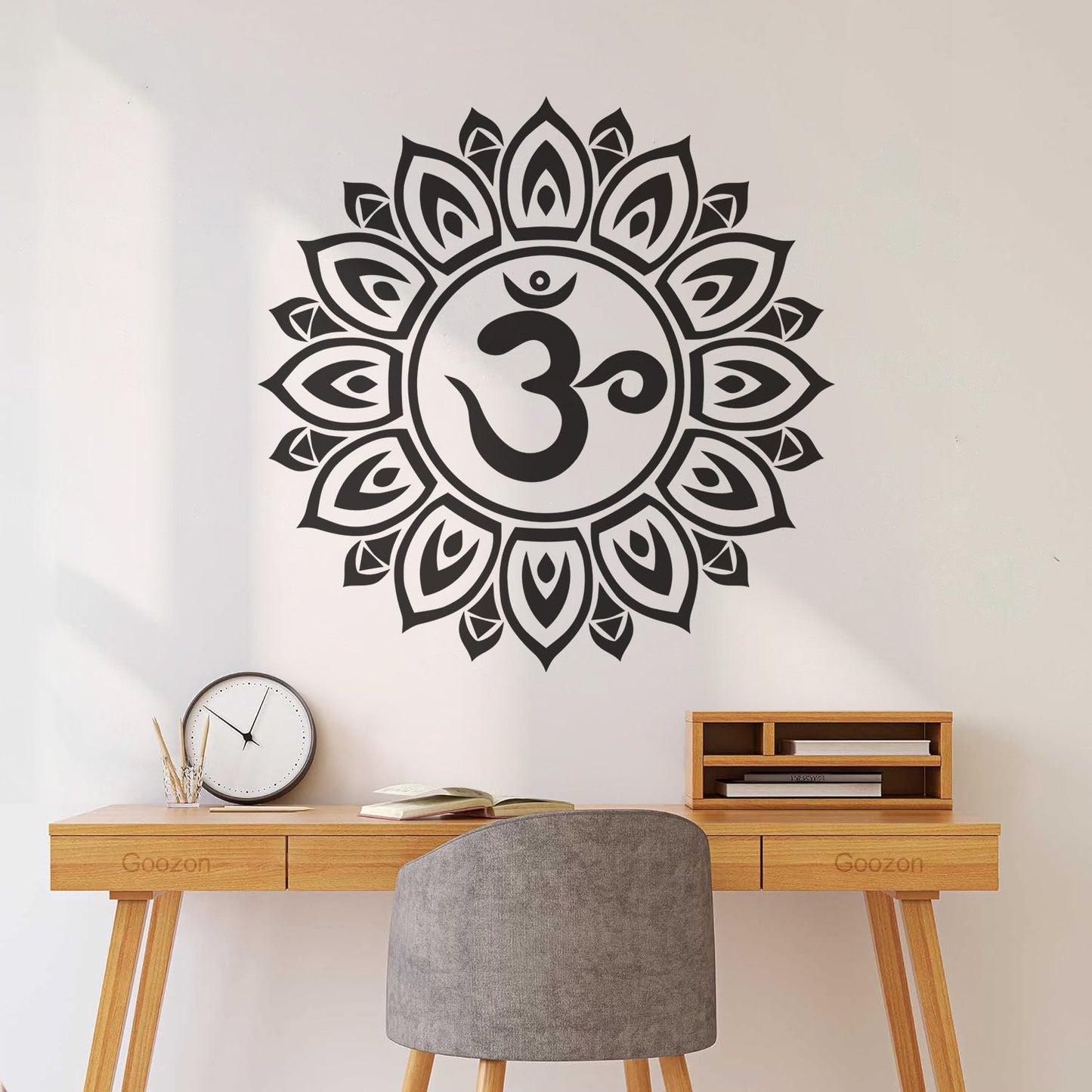 Vinyl Art Sticker Mandala Om Sanskrit Symbol Of Universe Lotus Flower Art Mural Painting