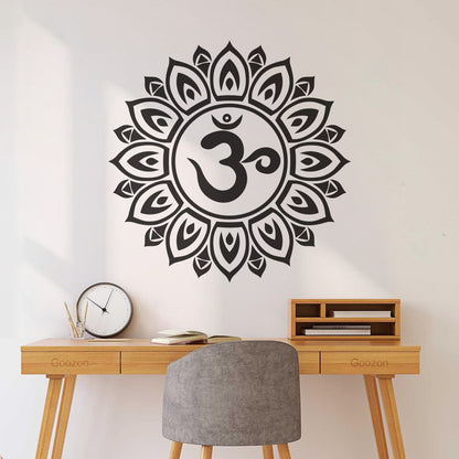 Vinyl Art Sticker Mandala Om Sanskrit Symbol Of Universe Lotus Flower Art Mural Painting