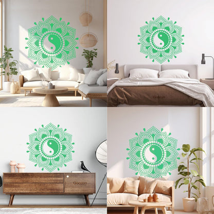 Lettering Decals Mandala Lotus Flower Yin Yang Symbol Buddhism Waterproof