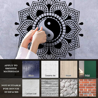 Lettering Decals Mandala Lotus Flower Yin Yang Symbol Buddhism Waterproof