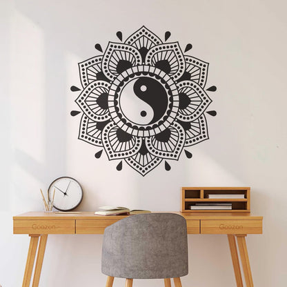 Lettering Decals Mandala Lotus Flower Yin Yang Symbol Buddhism Waterproof