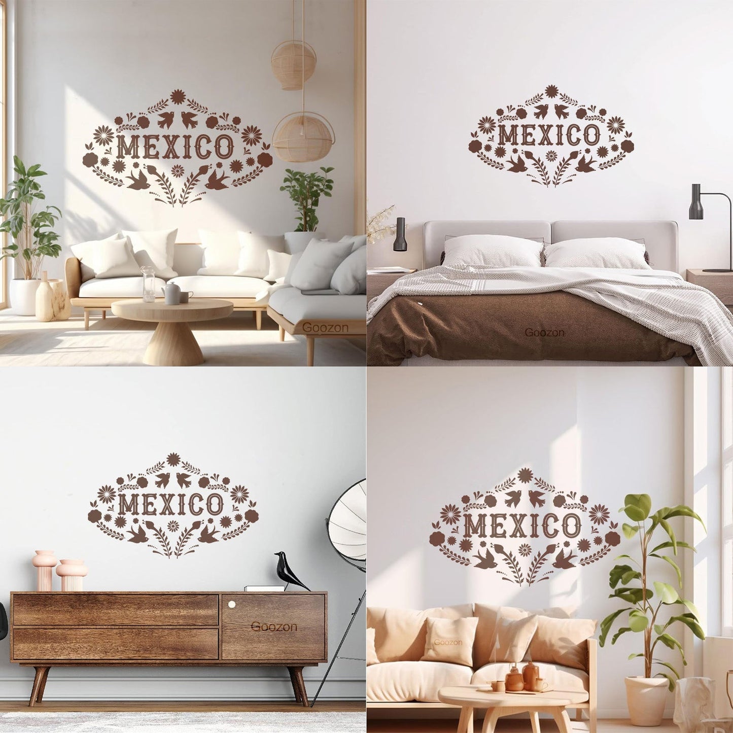 Mexico Birds Natural Flowers Patterns Lettering Decals Easy Installation
