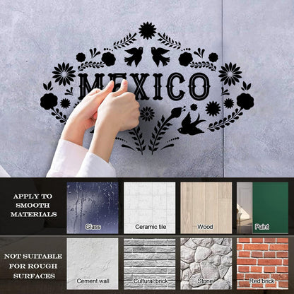 Mexico Birds Natural Flowers Patterns Lettering Decals Easy Installation