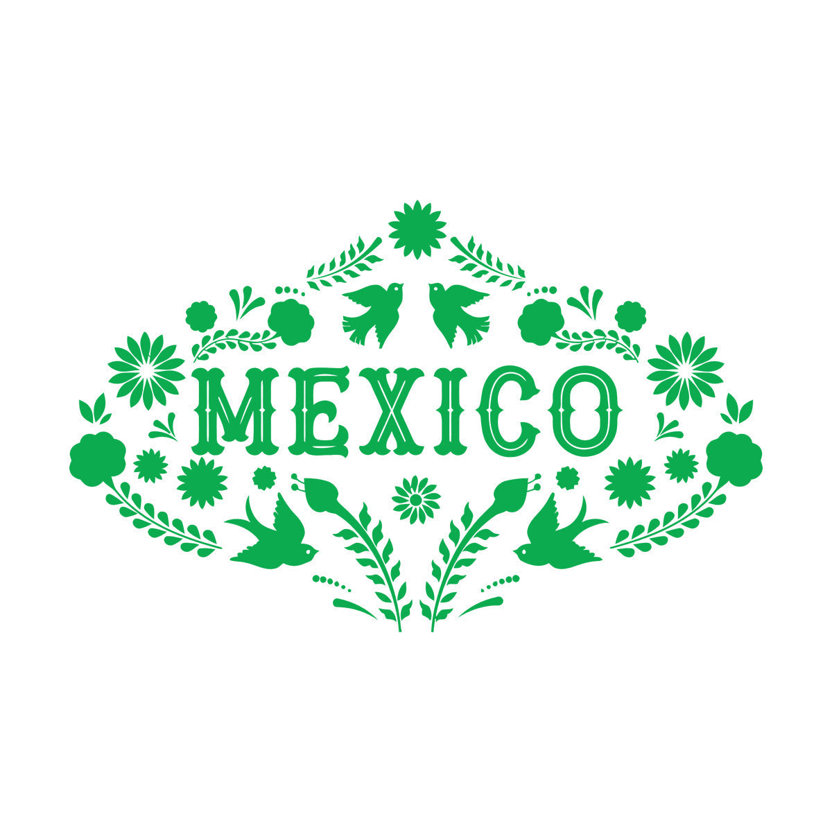 Mexico Birds Natural Flowers Patterns Lettering Decals Easy Installation