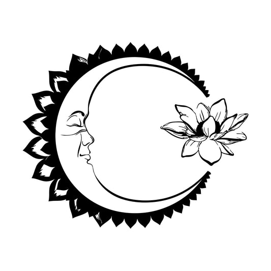 Lettering Stickers Moon Lotus Flower Meditation Yoga Multiple Size Options